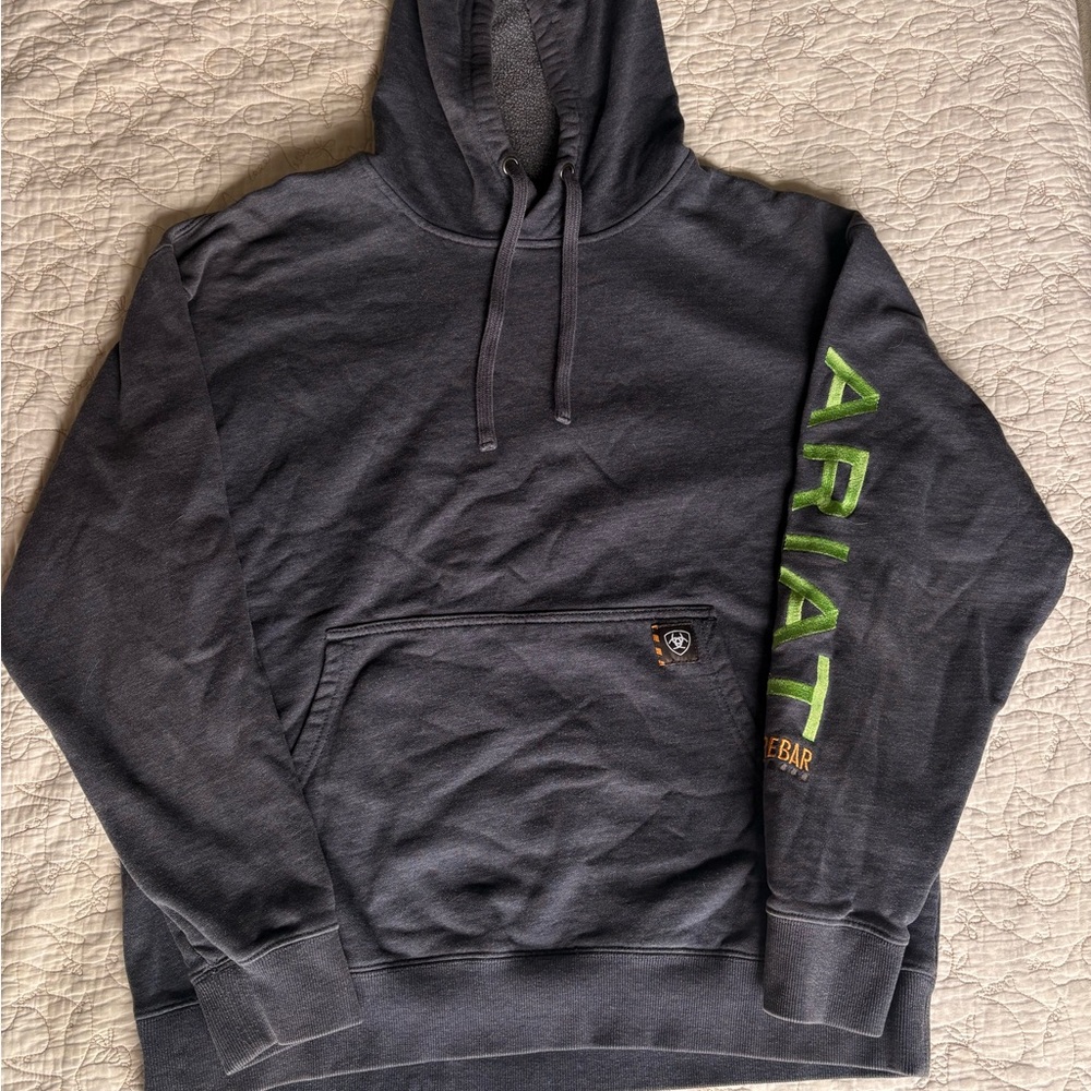 Ariat Navy Hoodie with Lime Logo - Picture 3 of 6